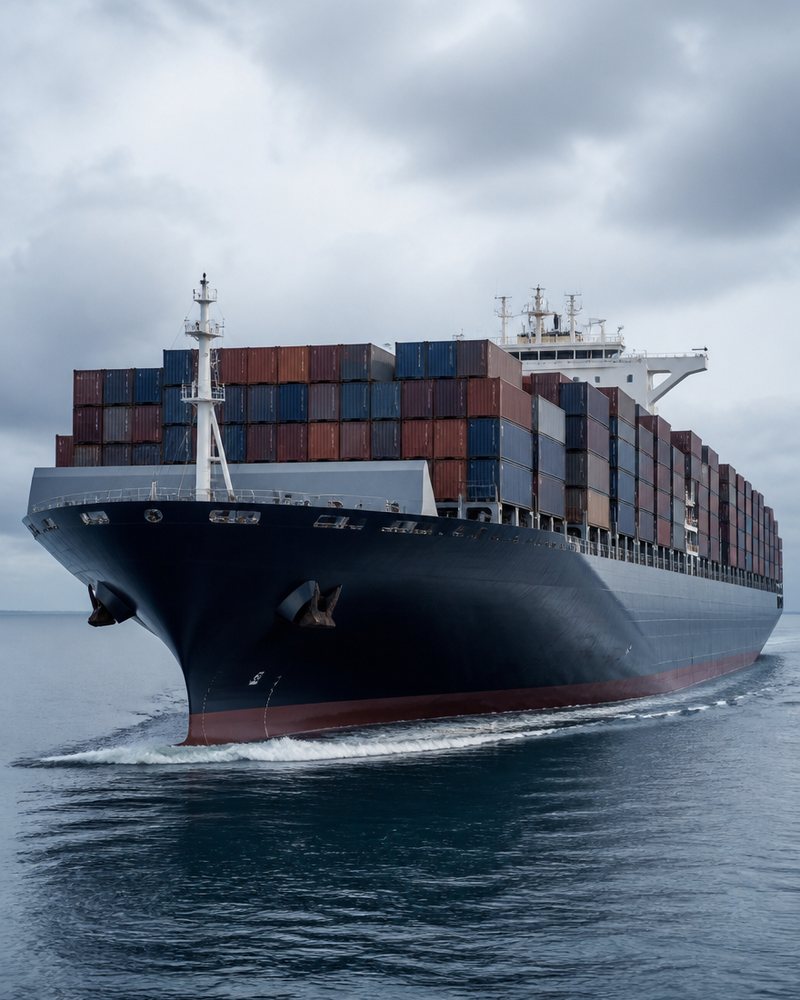 Container ship at a port terminal